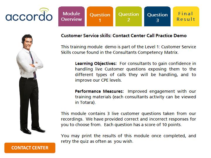 Elearning Contact Center demo (click to view)